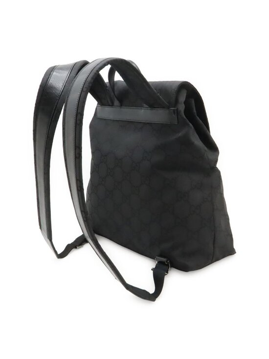 Gucci GG Nylon Backpack Leather Black Silver main image 4
